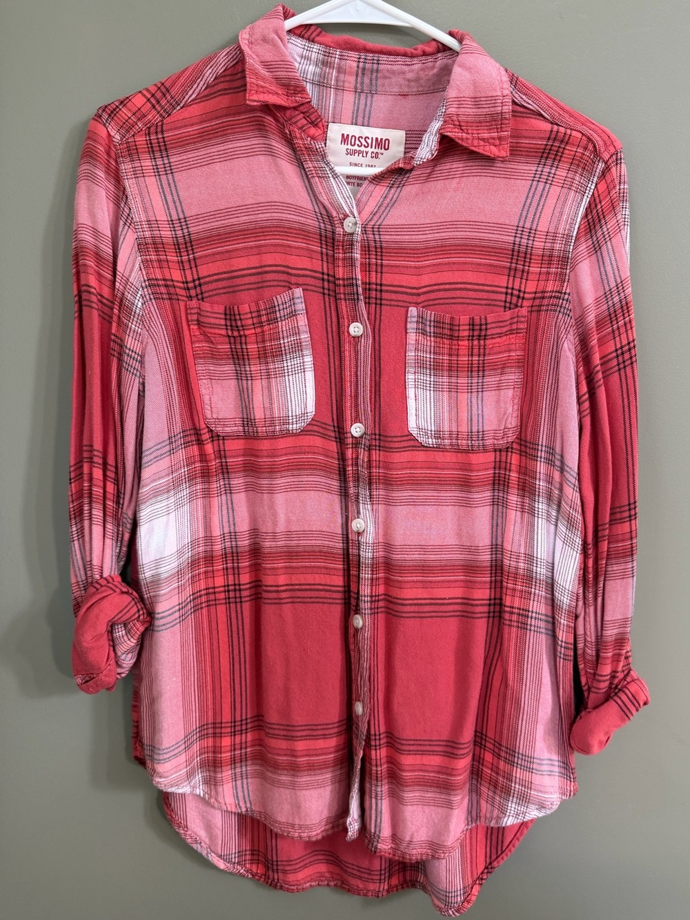 Women's Mossimo Supply Co. Red & Pink Plaid Button-Front Shirt XS
